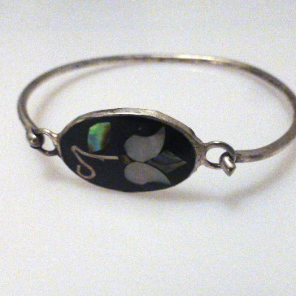Vintage .925 Alpaca Mexico ABOLONE BRACELET